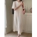 Solid Pleated Short Sleeve Crew Neck Casual Dress