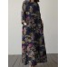 Allover Flower Print Slit Crew Neck Pocket Dress