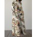 Allover Flower Print Slit Crew Neck Pocket Dress