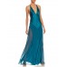 MORPHEW COLLECTION Lyons Blue Silk Bias Cut Slip Gown