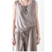 Spring Women Cotton Hemp Loose Wide Leg Jumpsuit Casual Pants