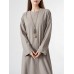 Solid Slit Hem Long Sleeve Crew Neck Vintage Dress