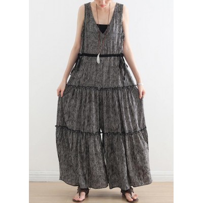 Summer Casual Multi-Layer V-neck Strap Pants With Jumpsuits