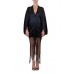 MORPHEW COLLECTION Black Silk Charmeuse Cocoon With Fringe