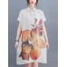 Flower Print Pocket Button Front Lapel Short Sleeve Shirt Dress