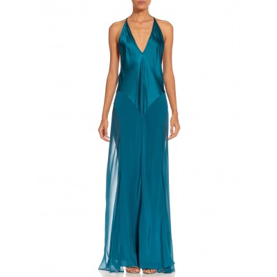 MORPHEW COLLECTION Lyons Blue Silk Bias Cut Slip Gown