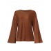 Women Autumn Knitted Bell Sleeve Casual Pullover Sweaters