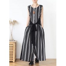 Summer new loose large size travel beach chiffon striped jumpsuit jumpsuit