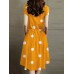 Dot Print Drawstring Waist Pocket Short Sleeve Dress