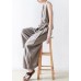 Spring Women Cotton Hemp Loose Wide Leg Jumpsuit Casual Pants