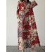 Allover Flower Print Pocket Crew Neck Vintage Dress