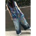 Boutique Print Blue Jeans Overall Jumpsuit