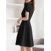 Solid A  line Short Sleeve V  neck Dress For Women