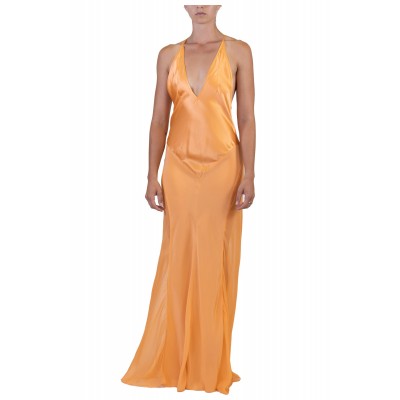 MORPHEW COLLECTION Mayan Gold Silk Charmeuse Bias Cut Slip Gown