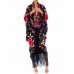 Morphew Collection Red & Black Silk Hand Embroidered Floral Cocoon