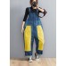 French Denim Blue Jeans women's Spring Patchwork Jumpsuit Pants