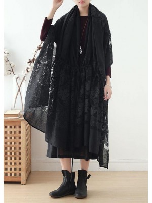 2019 new original design cotton drawstring shawl heavy work lace cloak coat