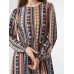 Tribal Pattern Long Sleeve Crew Neck Dress For Women