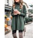 Plus Size Women Solid Color Turtleneck Bat Sleeve Knitted Sweaters