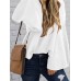 Women Autumn Knitted Bell Sleeve Casual Pullover Sweaters